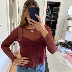 Hollister Maroon Sparkly Top
